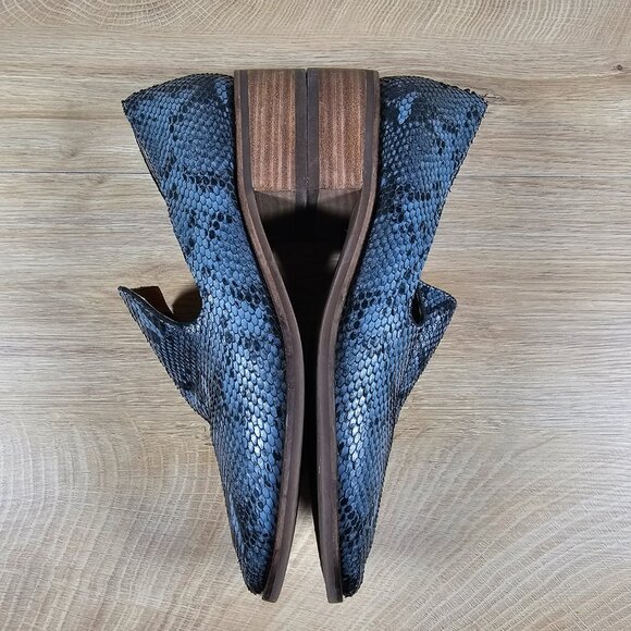 Lucky Brand Womens Garny Loafer Shoes Leather Bluestone Snakeskin Pattern 9M - Picture 9 of 9